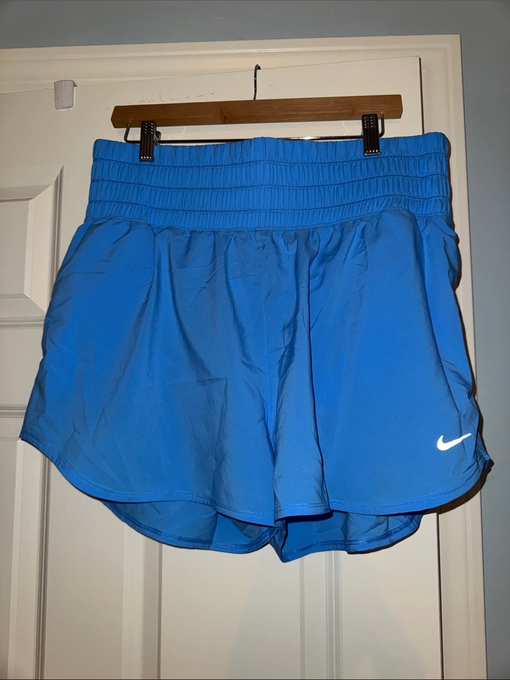 Nike Women's high waisted Bright Blue Athletic Shorts with Smocked Waistband
